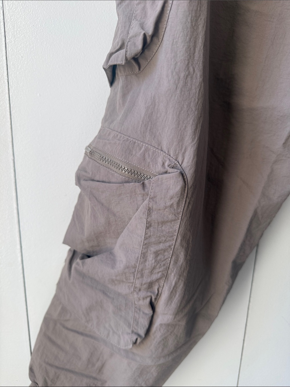 The Giving Movement Cargo Nylon Joggers Taupe Zip Pocket (M/L) - Picture 7 of 8